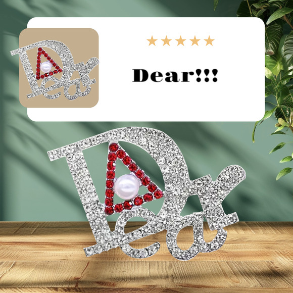Delta Sigma Theta Brooch Rhinestone and Pearls Featuring DEAR - Picture 2 of 4